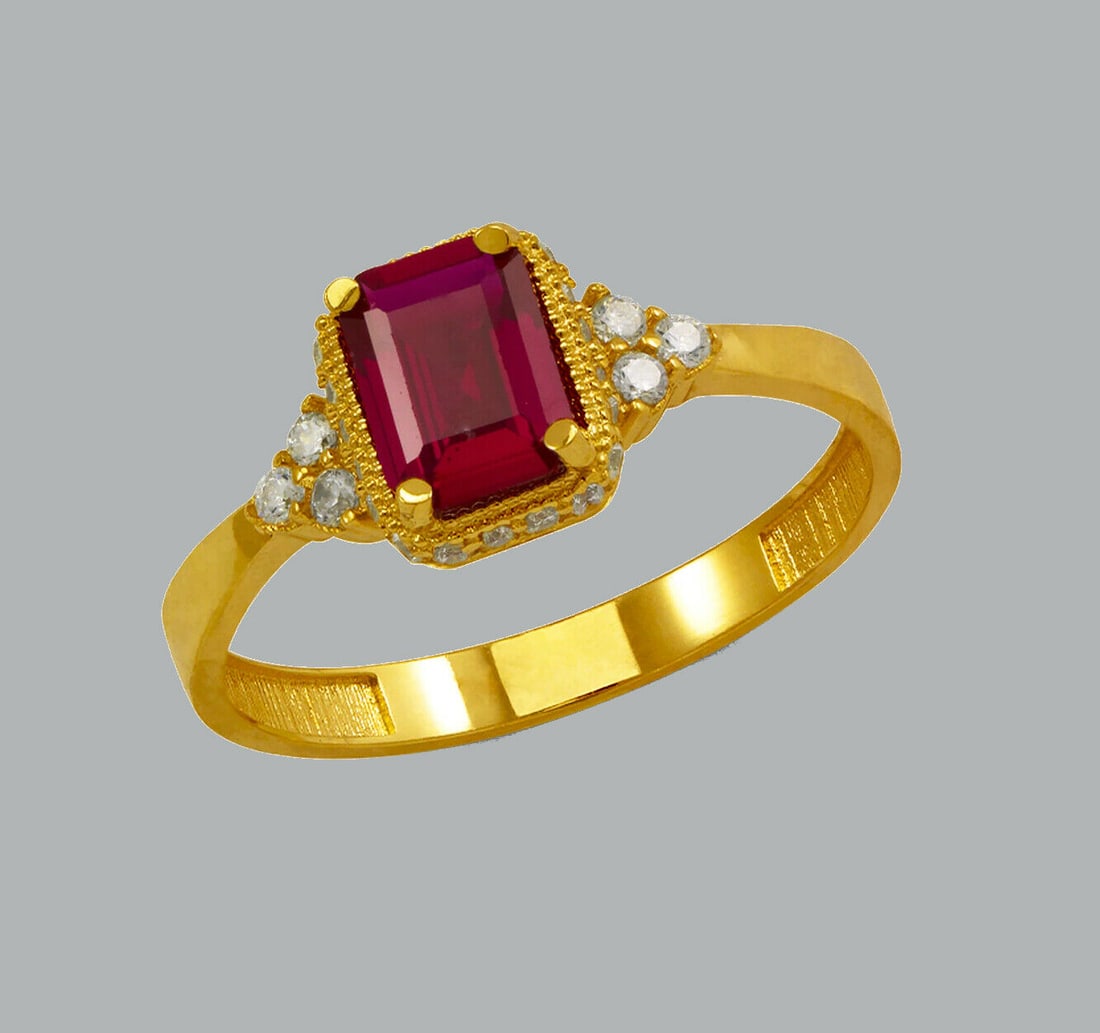 NEW 14K YELLOW GOLD LADIES CZ RING EMERALD CUT RING (1 of 1)