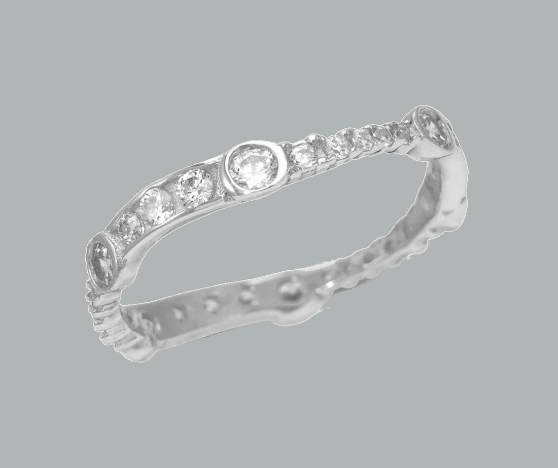NEW 14K WHITE GOLD FULL ETERNITY CZ BAND RING SIZE 6 (1 of 1)