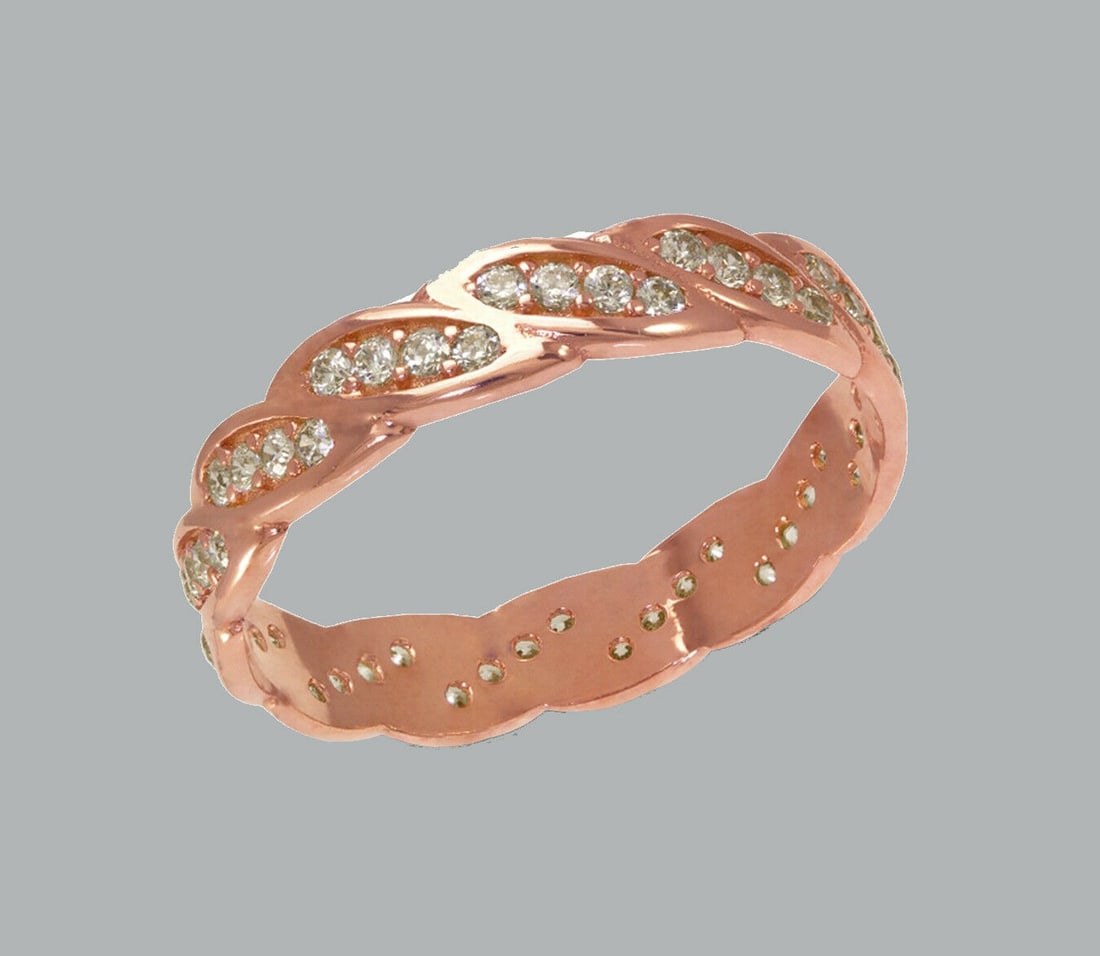 NEW 14K ROSE GOLD FULL ETERNITY CZ BAND RING SIZE 6 (1 of 1)