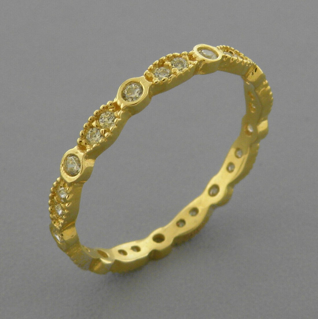 NEW 14K YELLOW GOLD FULL ETERNITY CZ BAND RING SIZE 6 (1 of 2)