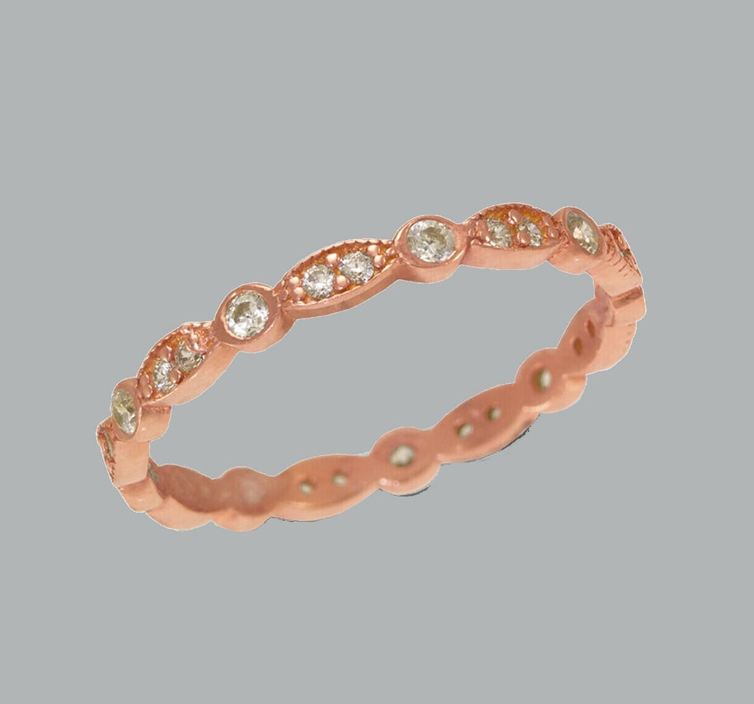 NEW 14K ROSE GOLD FULL ETERNITY CZ BAND RING SIZE 6 (1 of 1)