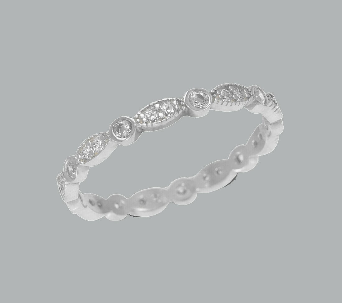 NEW 14K WHITE GOLD FULL ETERNITY CZ BAND RING SIZE 6 (1 of 1)