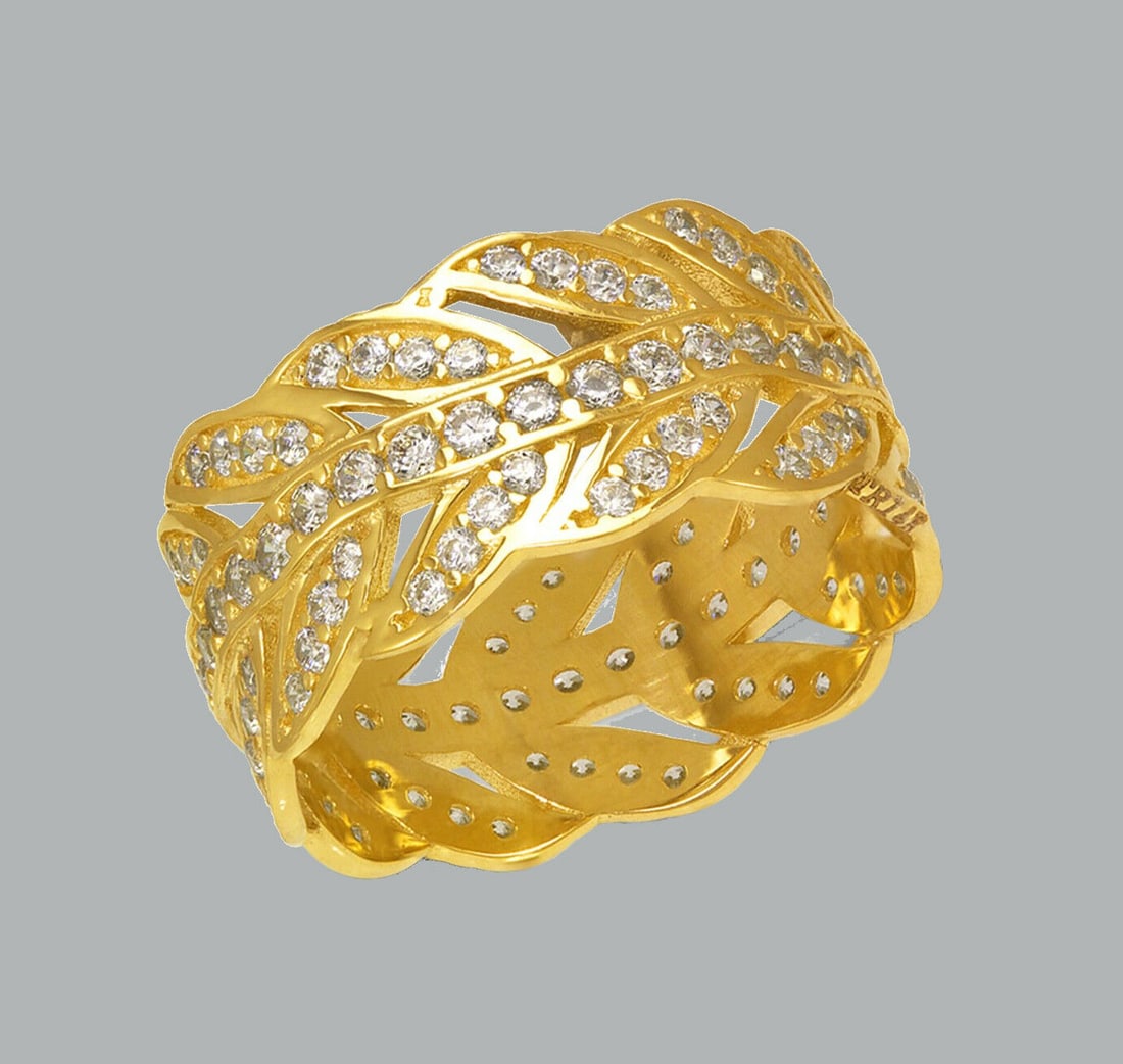 14K YELLOW GOLD ETERNITY CZ BAND RING SIZE 6 (1 of 1)