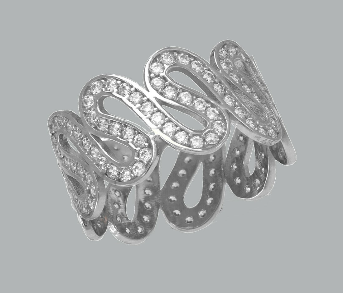 14K WHITE GOLD ETERNITY CZ BAND RING SCRIBBLE SNAKE 6 (1 of 1)