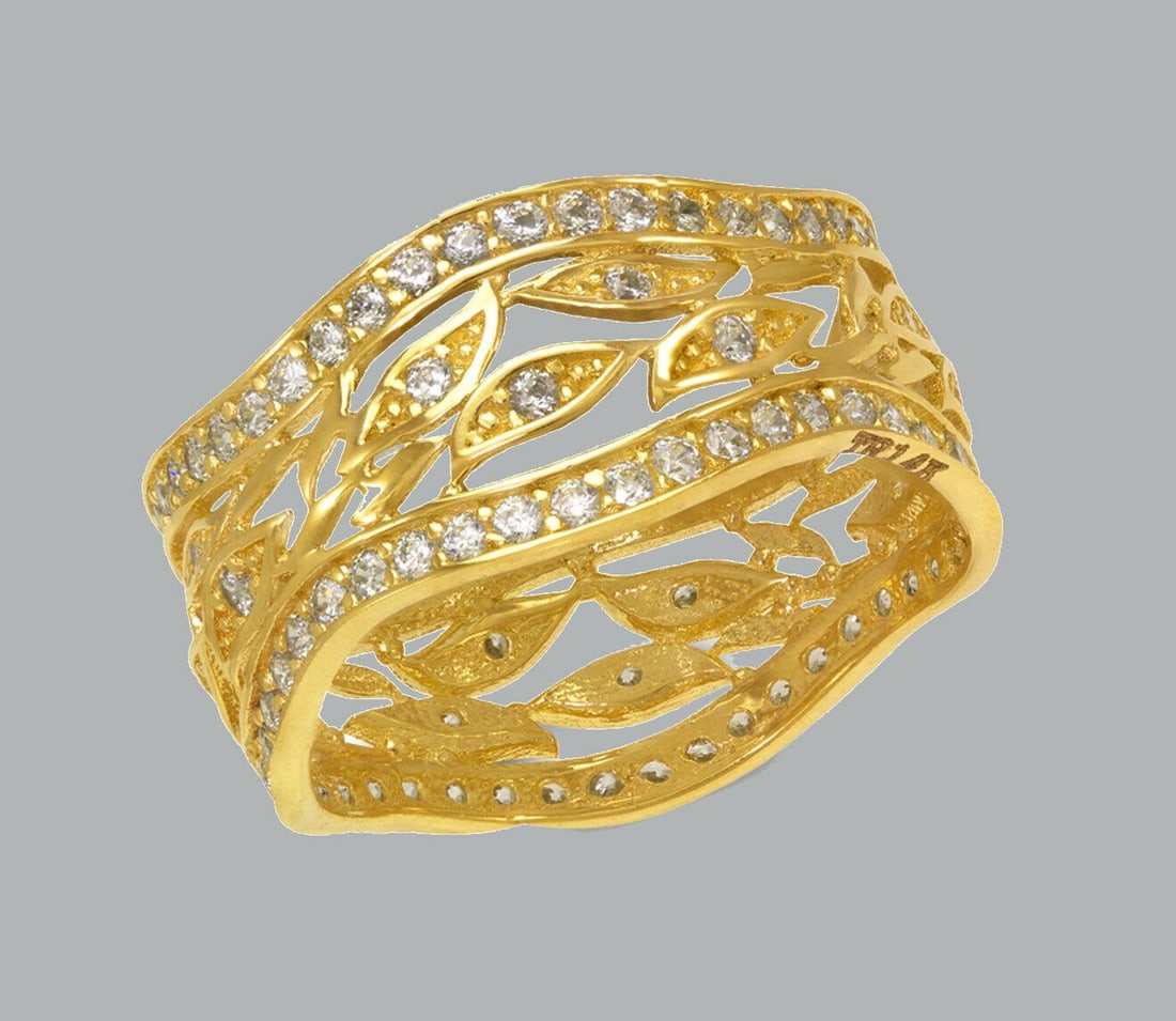 14K YELLOW GOLD ETERNITY CZ BAND RING SIZE 6 (1 of 1)