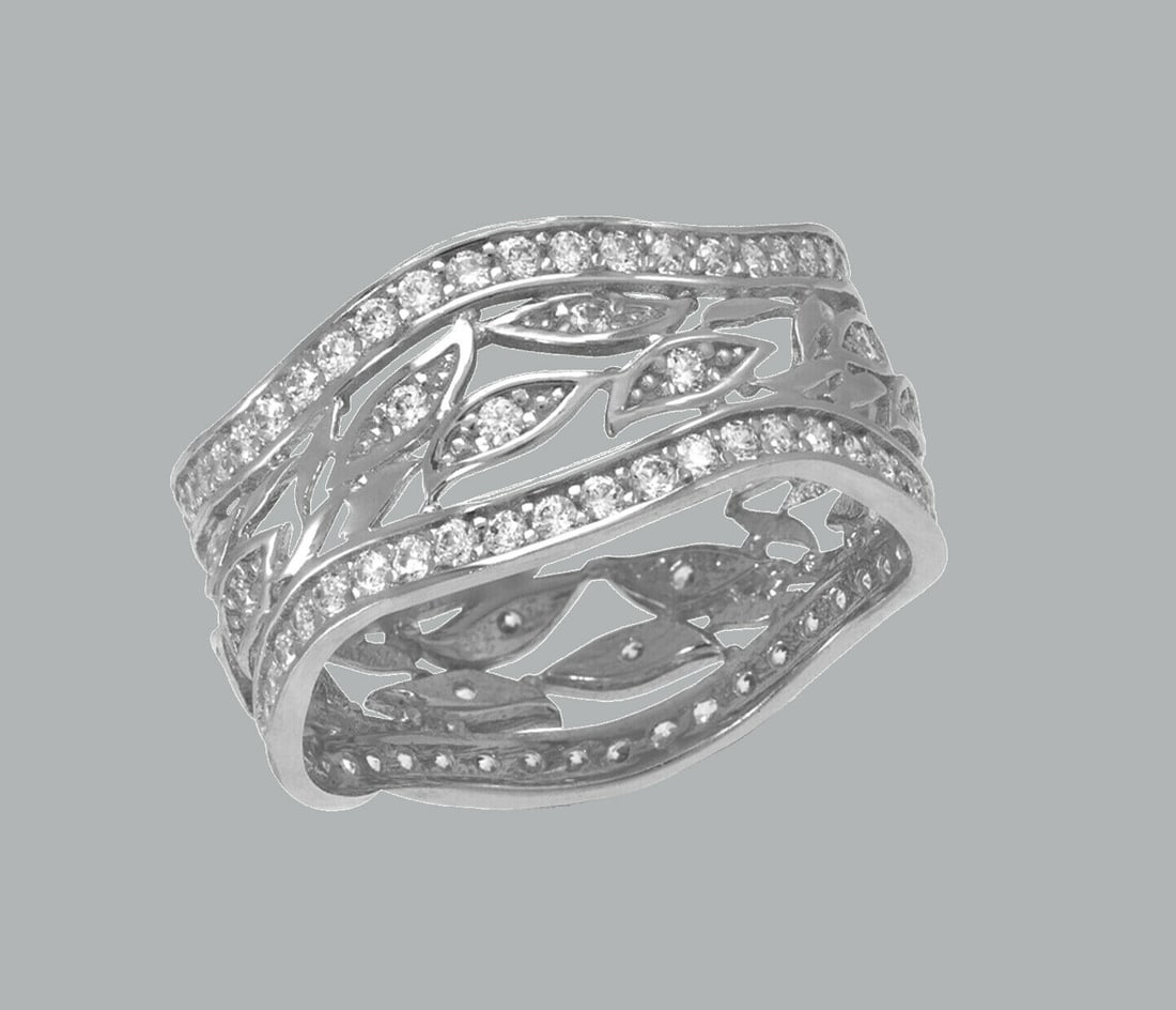 14K WHITE GOLD ETERNITY CZ BAND RING SIZE 6 (1 of 1)