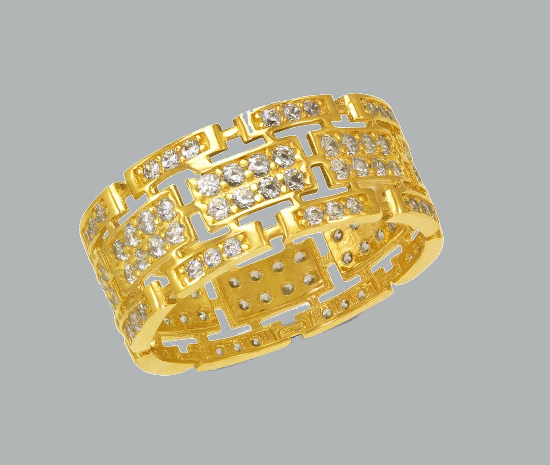 14K YELLOW GOLD ETERNITY CZ BAND RING SIZE 6 (1 of 1)