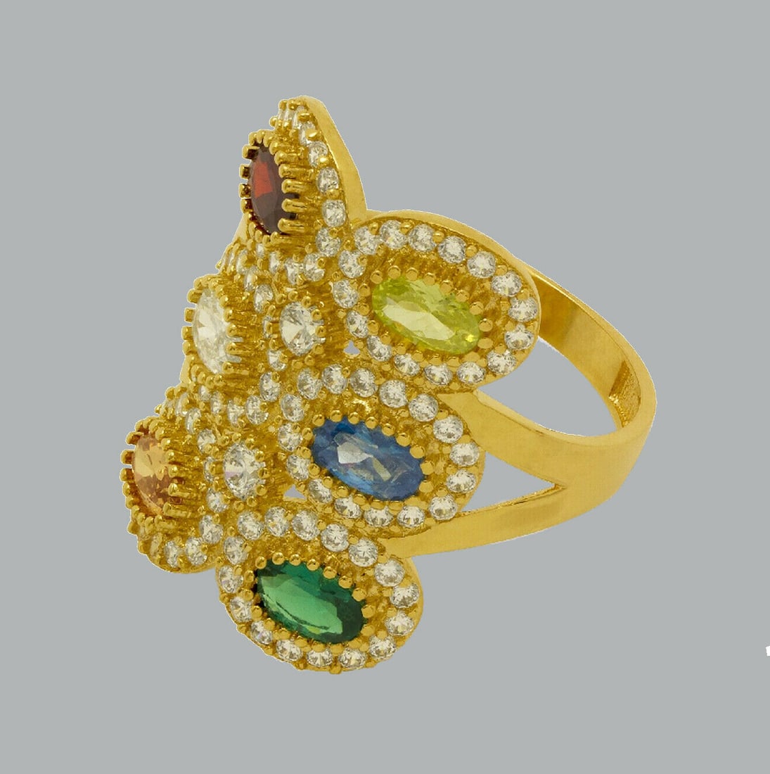 NEW 14K YELLOW GOLD CZ COCKTAIL RING (1 of 2)