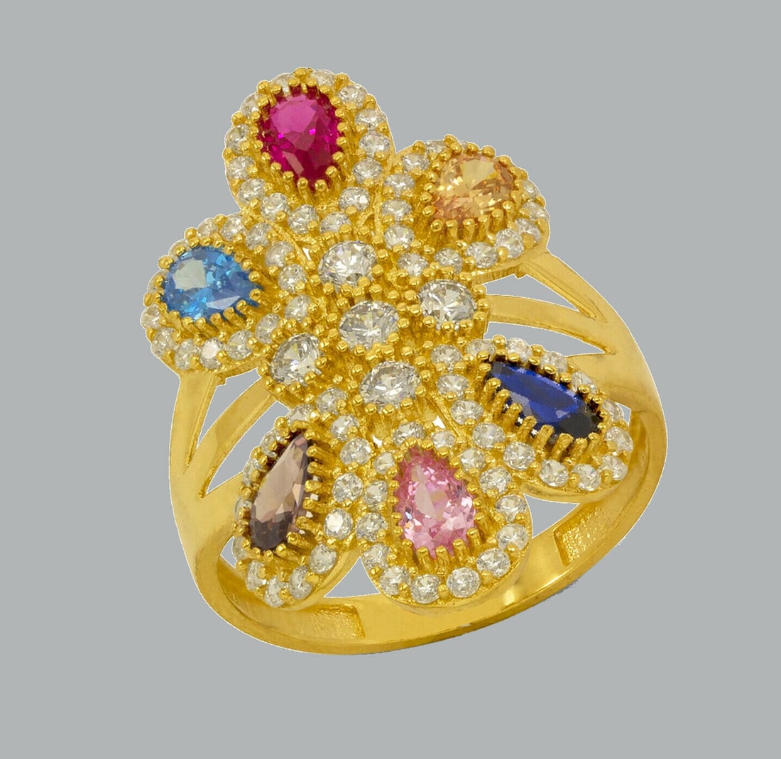 NEW 14K YELLOW GOLD CZ COCKTAIL RING (1 of 2)