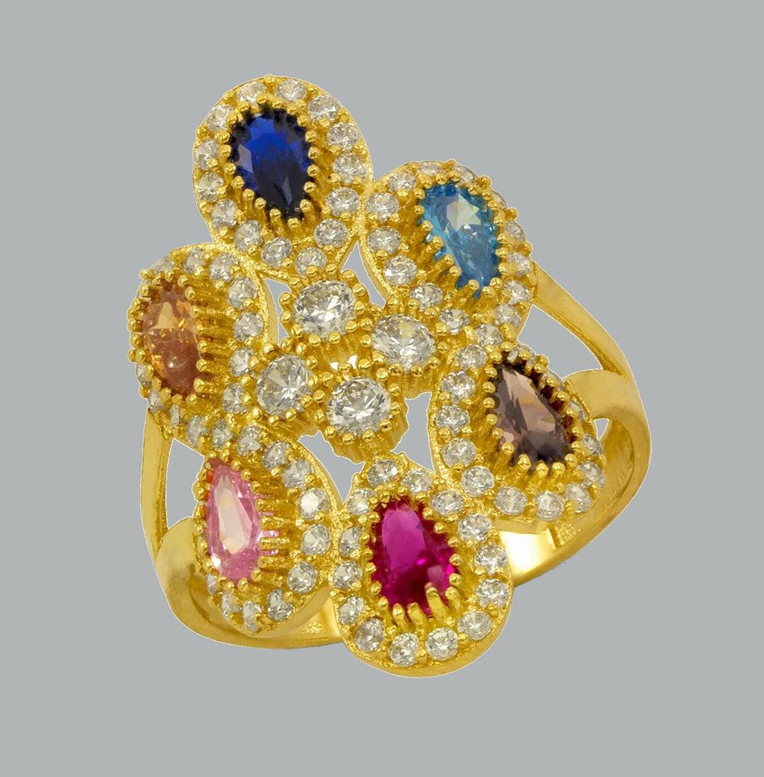 NEW 14K YELLOW GOLD CZ COCKTAIL RING (1 of 2)