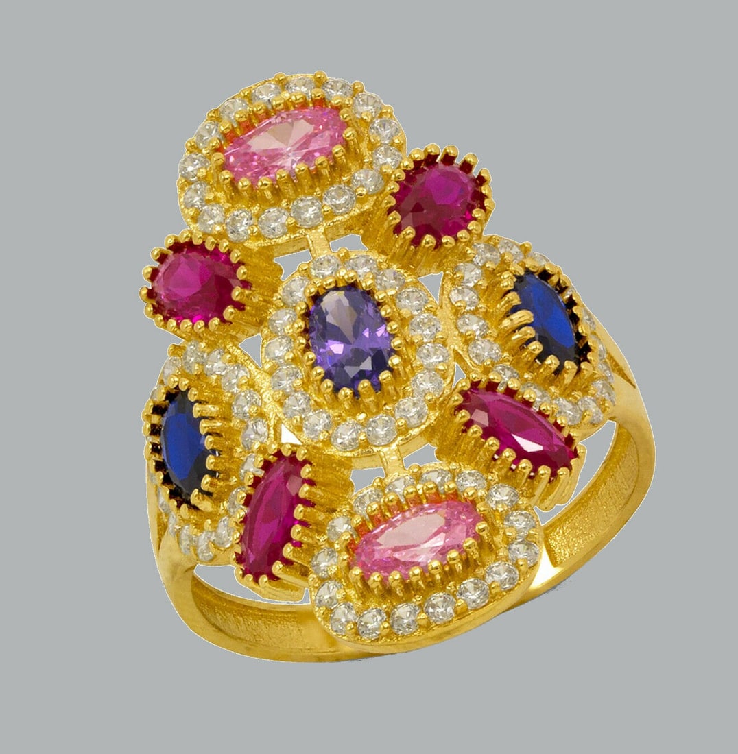 NEW 14K YELLOW GOLD CZ COCKTAIL RING (1 of 2)