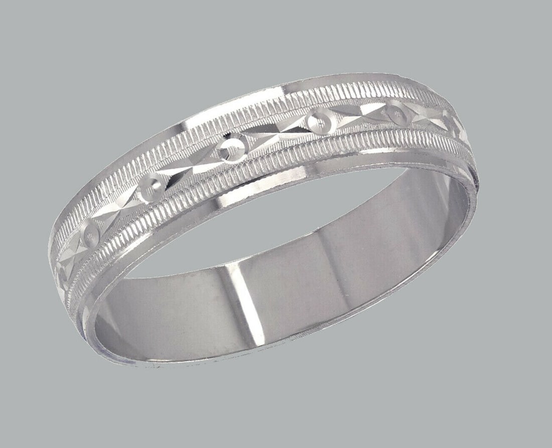 NEW 14K SOLID WHITE GOLD WEDDING BAND RING 5mm SIZE 5 (1 of 1)