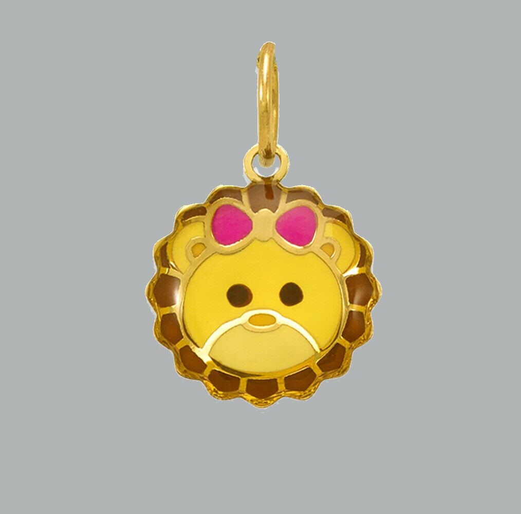 NEW 14K YELLOW GOLD ENAMEL PENDANT / CHARM SMALL LION: NEW 14K YELLOW GOLD ENAMEL PENDANT New 14K Yellow Gold Pendant / charm Measures: 10mm in diameter (small) Pendant has a polished finish Enamel Stamp: 14k Apx Weight: 0.3g