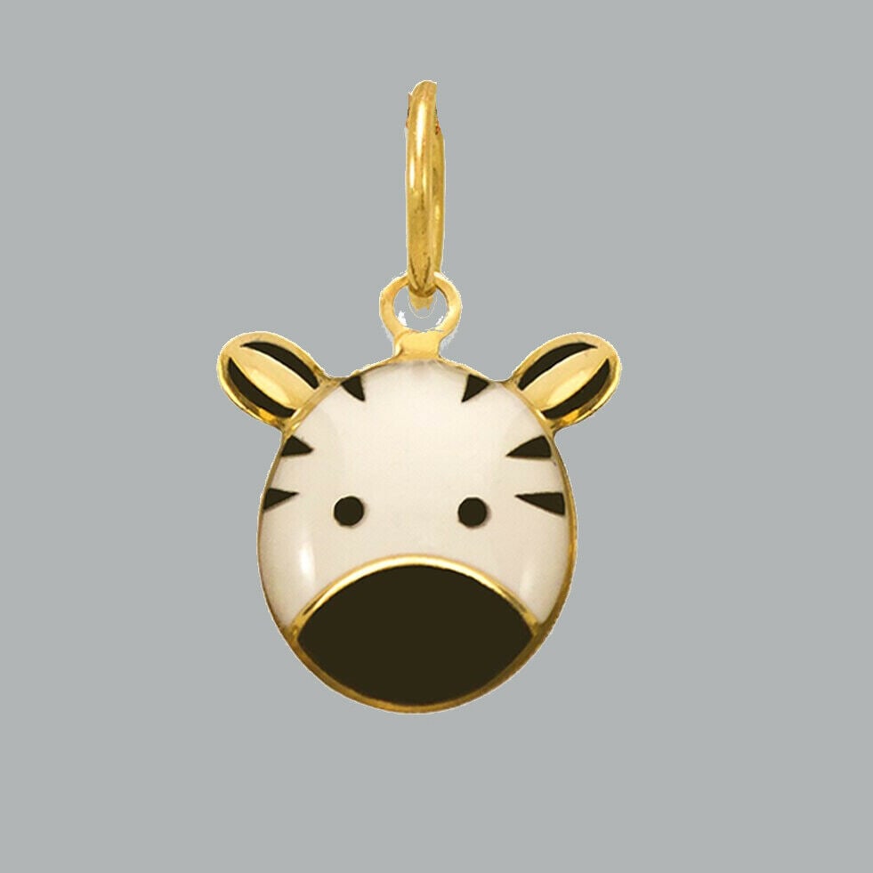 NEW 14K YELLOW GOLD ENAMEL PENDANT / CHARM SMALL ZEBRA (1 of 1)