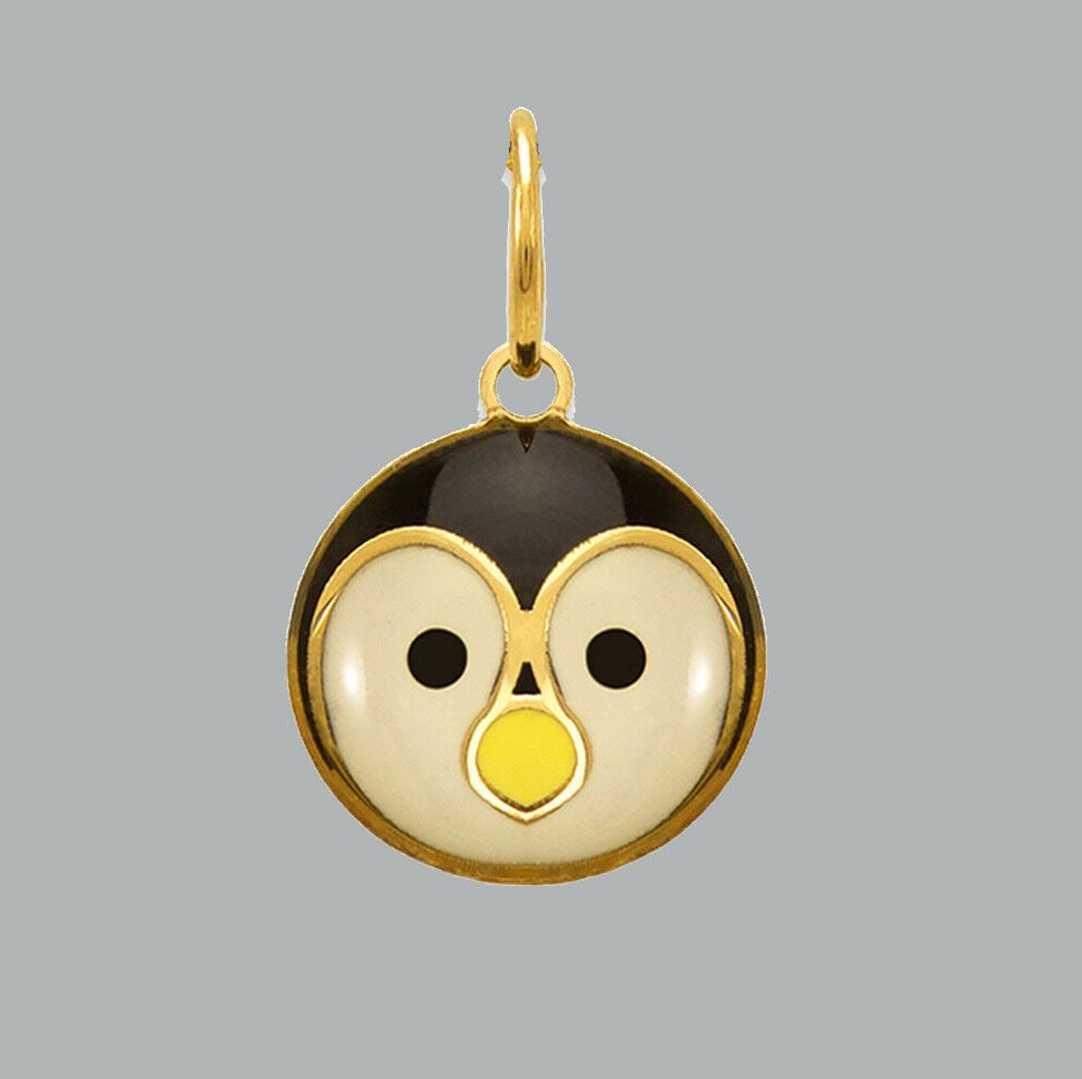 14K YELLOW GOLD ENAMEL PENDANT / CHARM SMALL PENGUIN: NEW 14K YELLOW GOLD ENAMEL PENDANT New 14K Yellow Gold Pendant / charm Measures: 10mm in diameter (small) Pendant has a polished finish Enamel Stamp: 14k Apx Weight: 0.3g