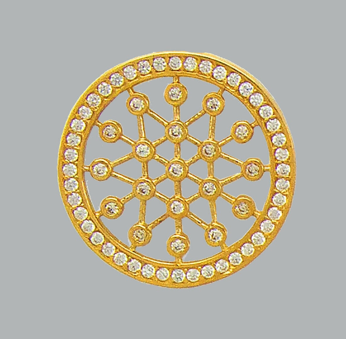 NEW 14K YELLOW GOLD CZ FANCY CHARM PENDANT CIRCLE SLIDE (1 of 1)
