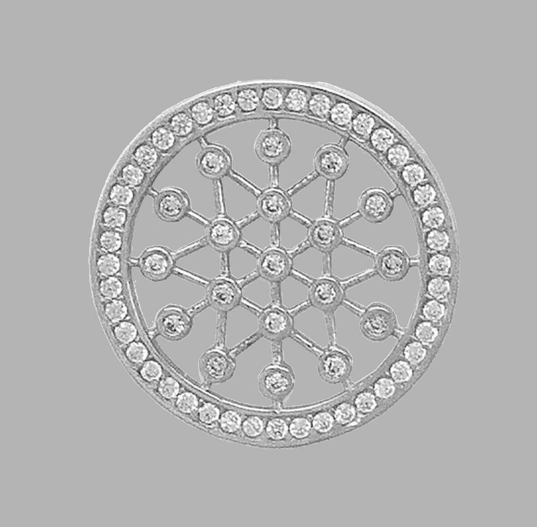 NEW 14K WHITE GOLD CZ FANCY CHARM PENDANT CIRCLE SLIDE (1 of 1)