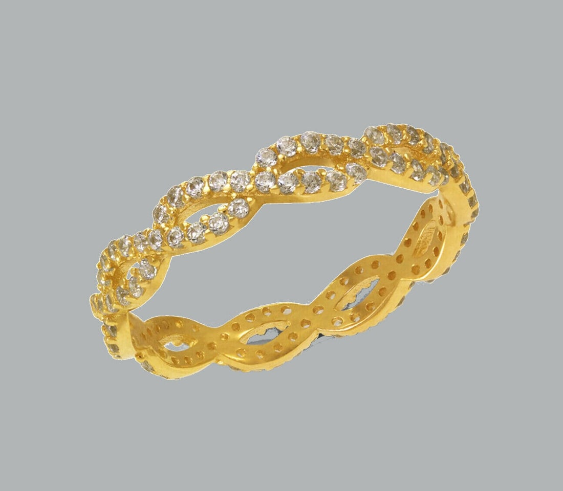 14K YELLOW GOLD FULL ETERNITY CZ BAND RING SIZE 7: NEW 14K YELLOW GOLD ETERNITY BAND New 14K yellow gold full eternity band ring 3.5mm Wide Well made rings. prong set with full cut cz. Ring size is 7 Polished finish Apx weight is 1.7g