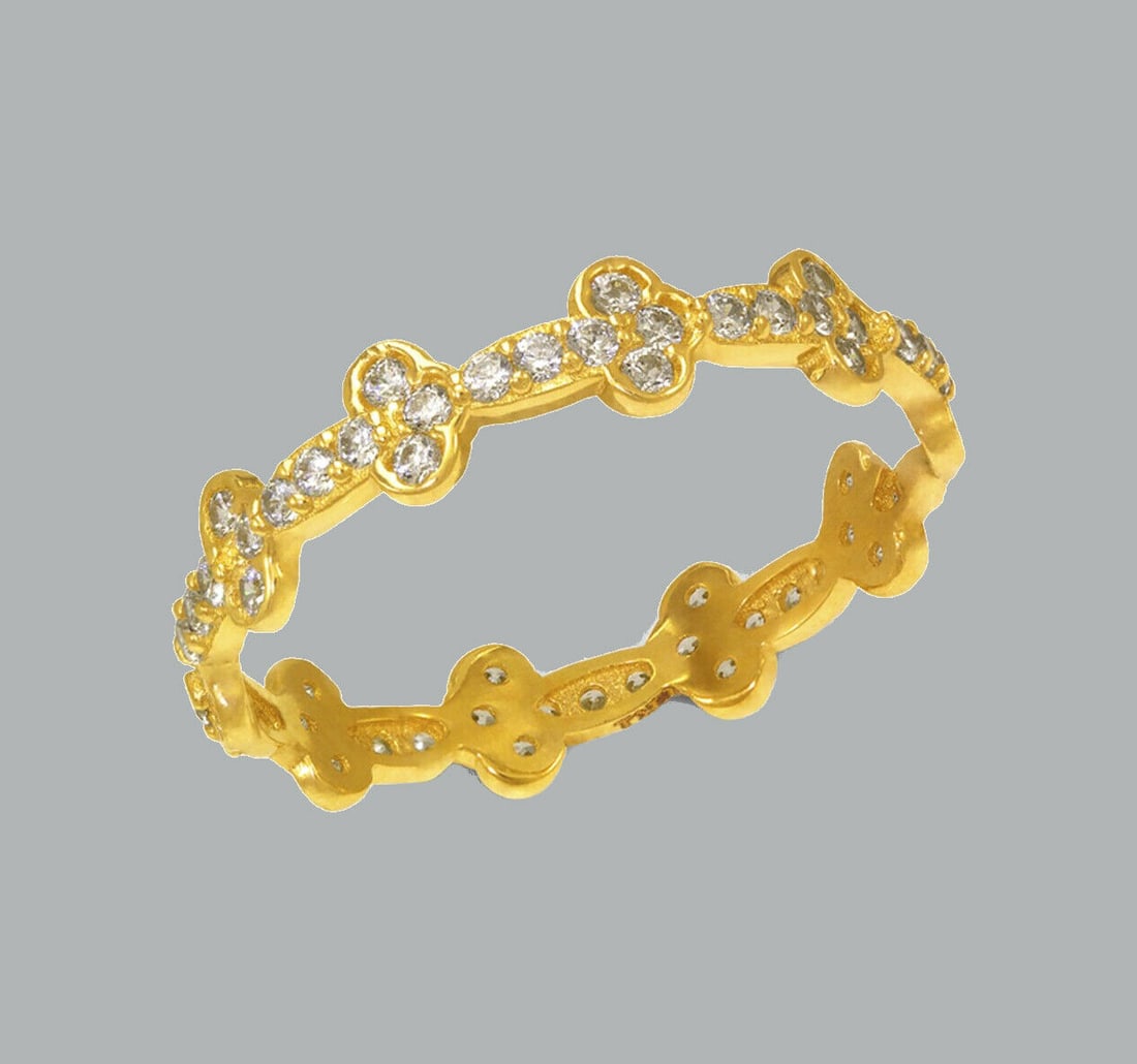 NEW 14K YELLOW GOLD FULL ETERNITY CZ BAND RING SIZE 7: NEW 14K YELLOW GOLD ETERNITY BAND New 14K yellow gold full eternity band ring 4mm Wide Well made rings. prong set with full cut cz. Ring size is 7 Polished finish Apx weight is 1.3g