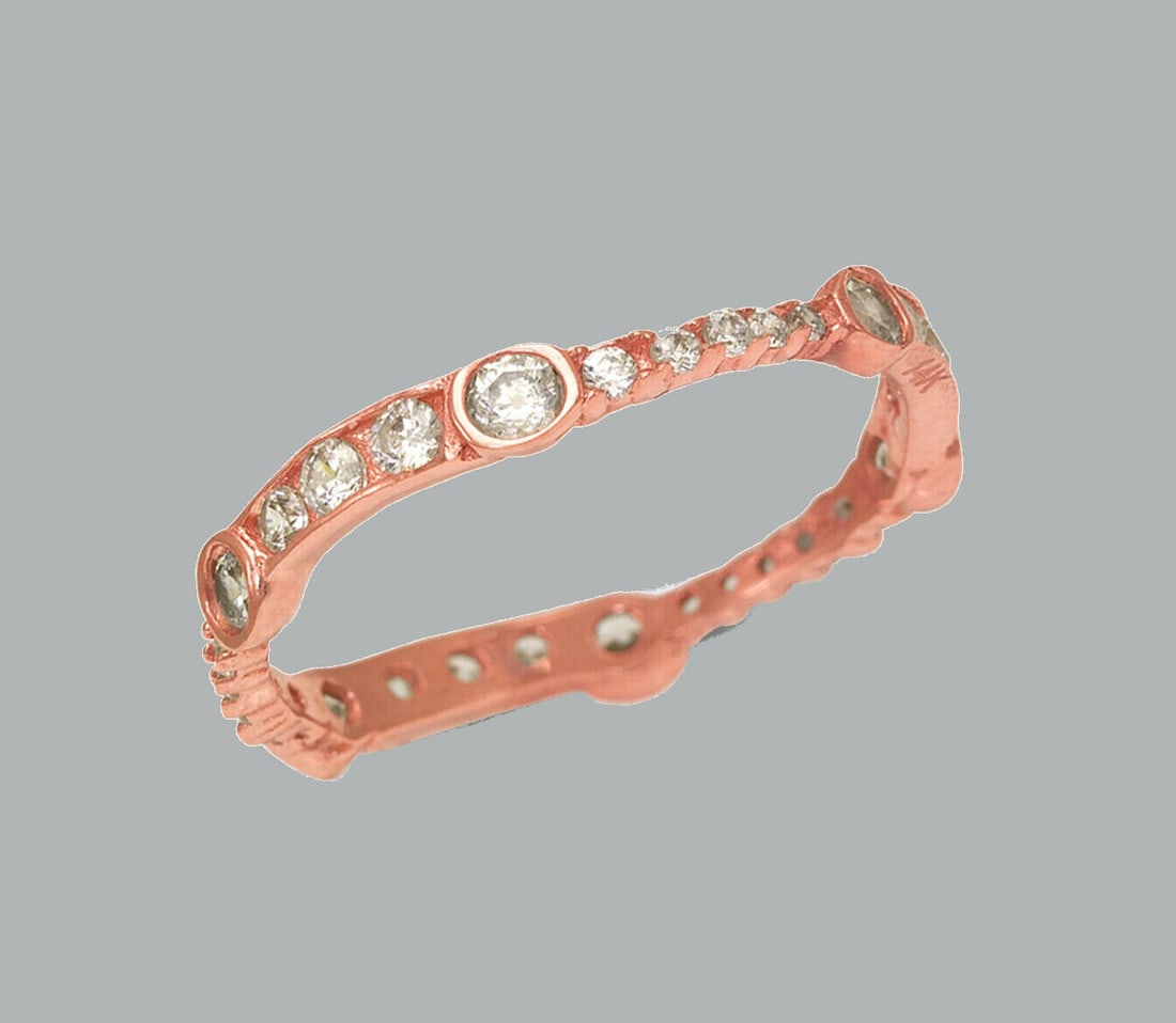 NEW 14K ROSE GOLD FULL ETERNITY CZ BAND RING SIZE 8 (1 of 1)