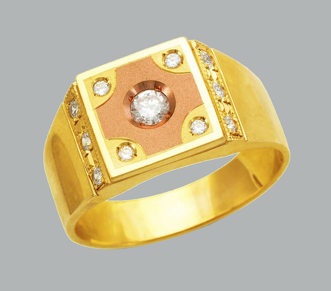 NEW 14K TWO TONE GOLD MENS FANCY CZ RING (1 of 1)