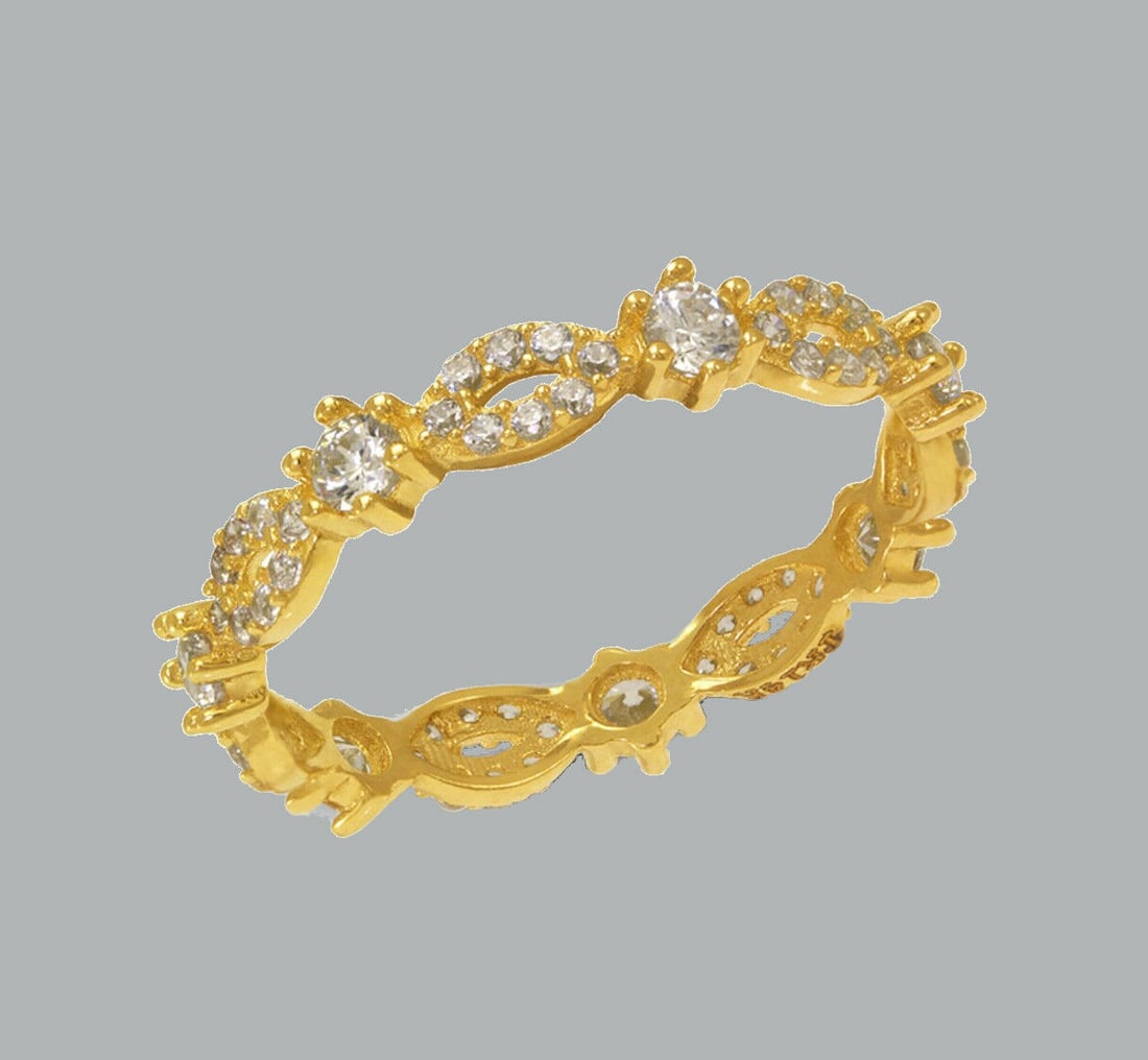 NEW 14K YELLOW GOLD FULL ETERNITY CZ BAND RING SIZE 8 (1 of 1)