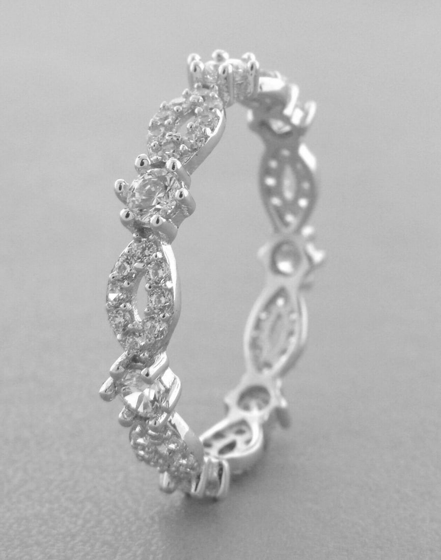 NEW 14K WHITE GOLD FULL ETERNITY CZ BAND RING SIZE 7 (1 of 2)