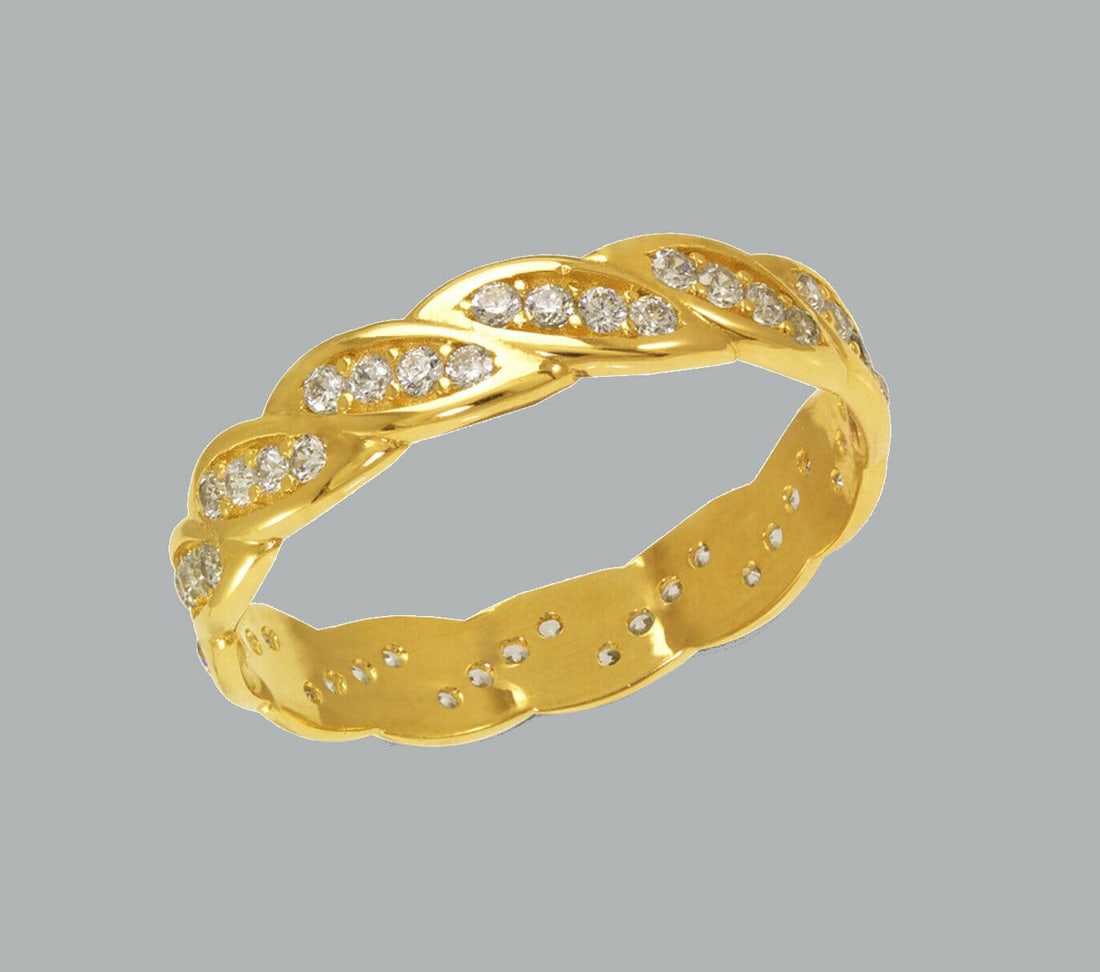 NEW 14K YELLOW GOLD FULL ETERNITY CZ BAND RING SIZE 8 (1 of 1)
