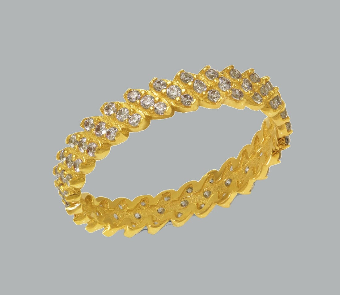 NEW 14K YELLOW GOLD FULL ETERNITY CZ BAND RING SIZE 8 (1 of 1)