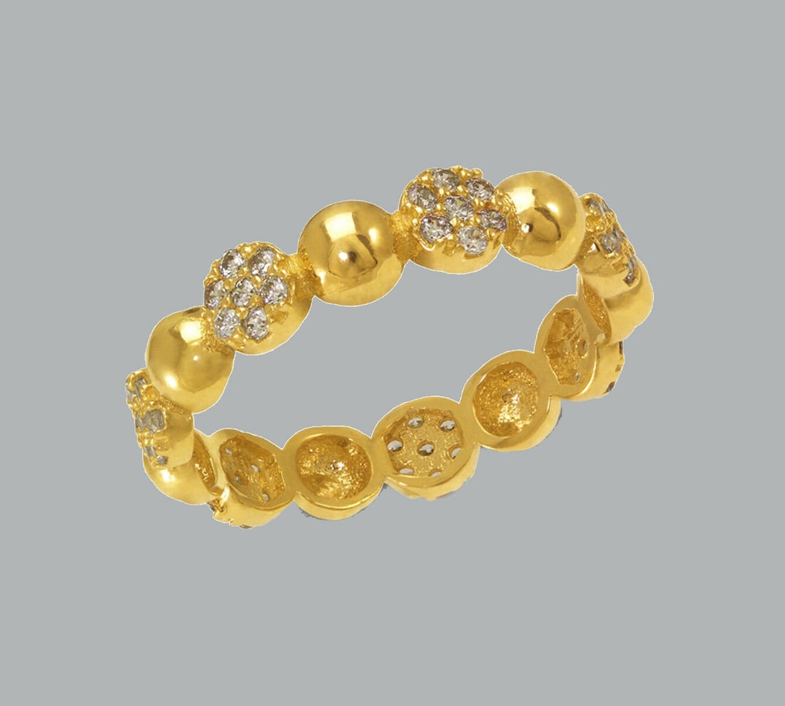 14K YELLOW GOLD FULL ETERNITY CZ BAND RING HALF BALL 8 (1 of 1)