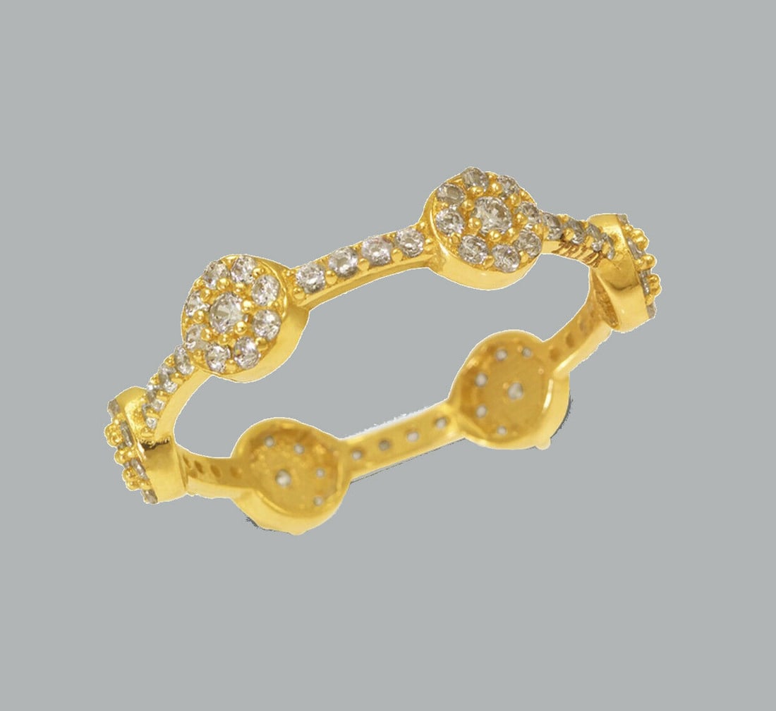 NEW 14K YELLOW GOLD FULL ETERNITY CZ BAND RING SIZE 8 (1 of 1)