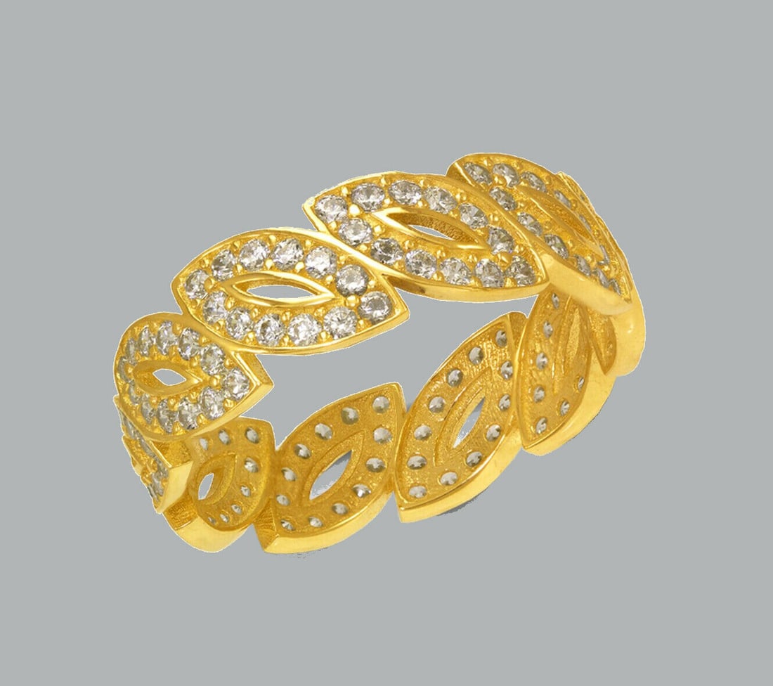 14K YELLOW GOLD ETERNITY CZ BAND RING MARQUISE SIZE 8 (1 of 1)