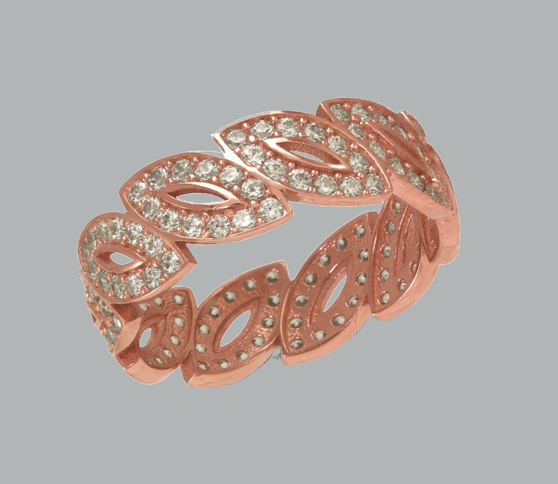 14K ROSE GOLD ETERNITY CZ BAND RING MARQUISE SIZE 8 (1 of 1)