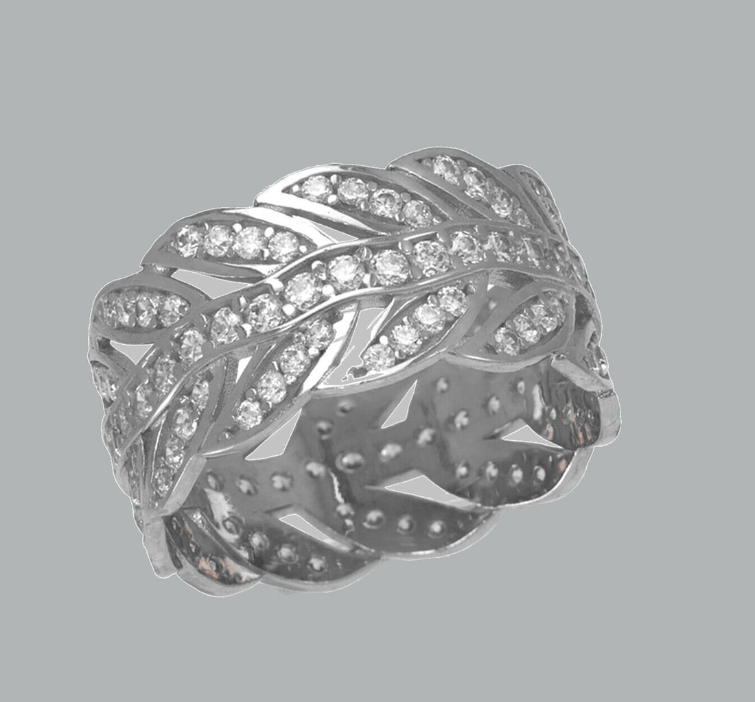 NEW 14K WHITE GOLD ETERNITY CZ BAND RING SIZE 8 (1 of 1)