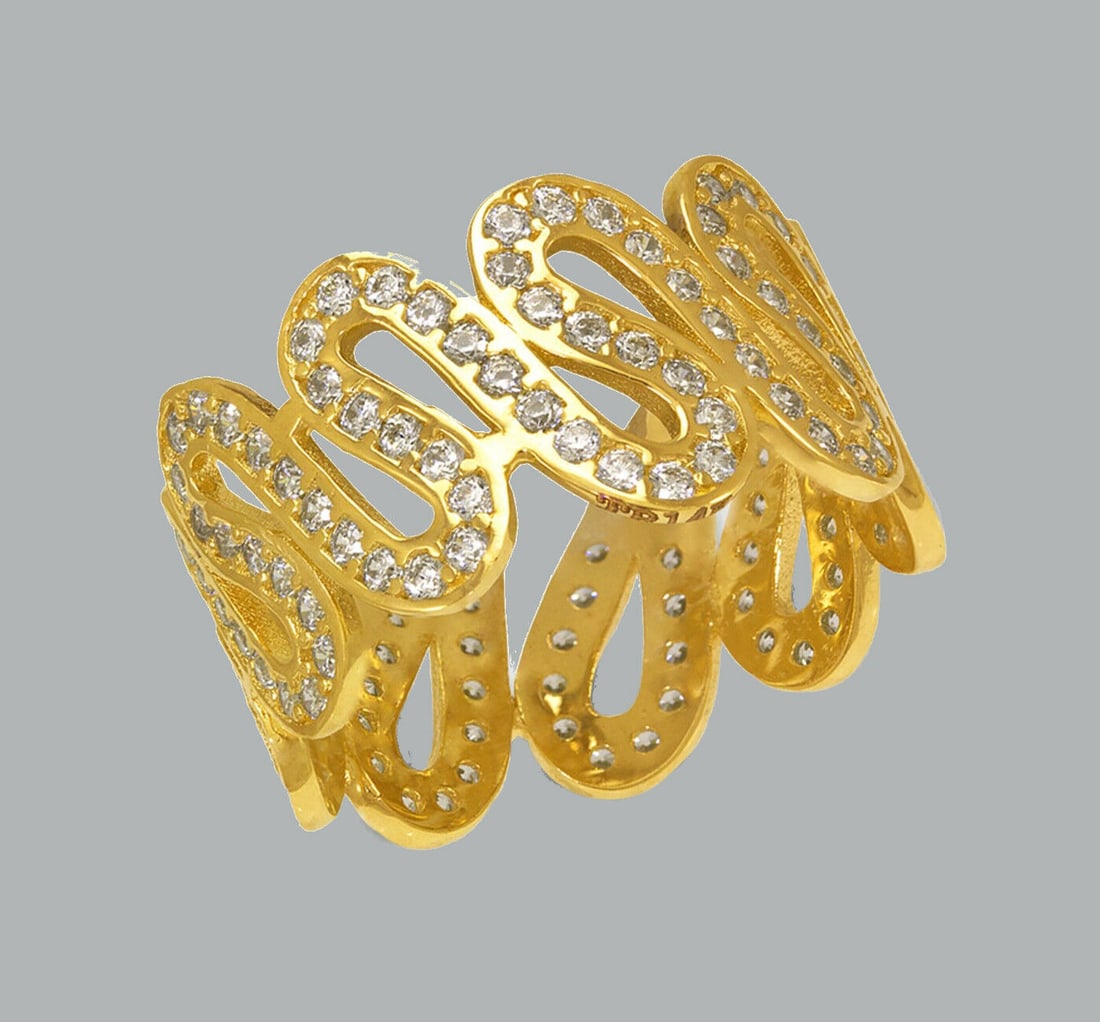 14K YELLOW GOLD ETERNITY CZ BAND RING SCRIBBLE SNAKE 8 (1 of 1)
