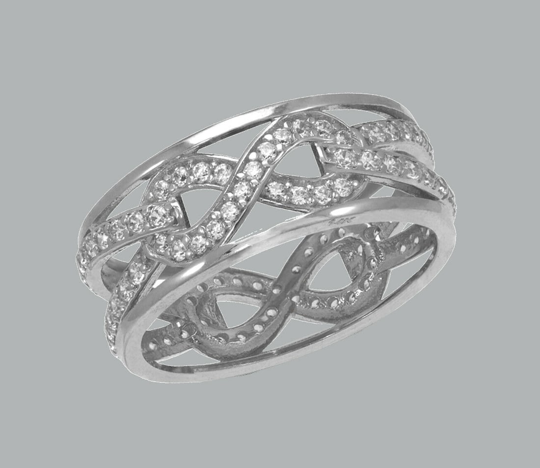14K WHITE GOLD ETERNITY CZ BAND RING INFINITY SIZE 8 (1 of 1)
