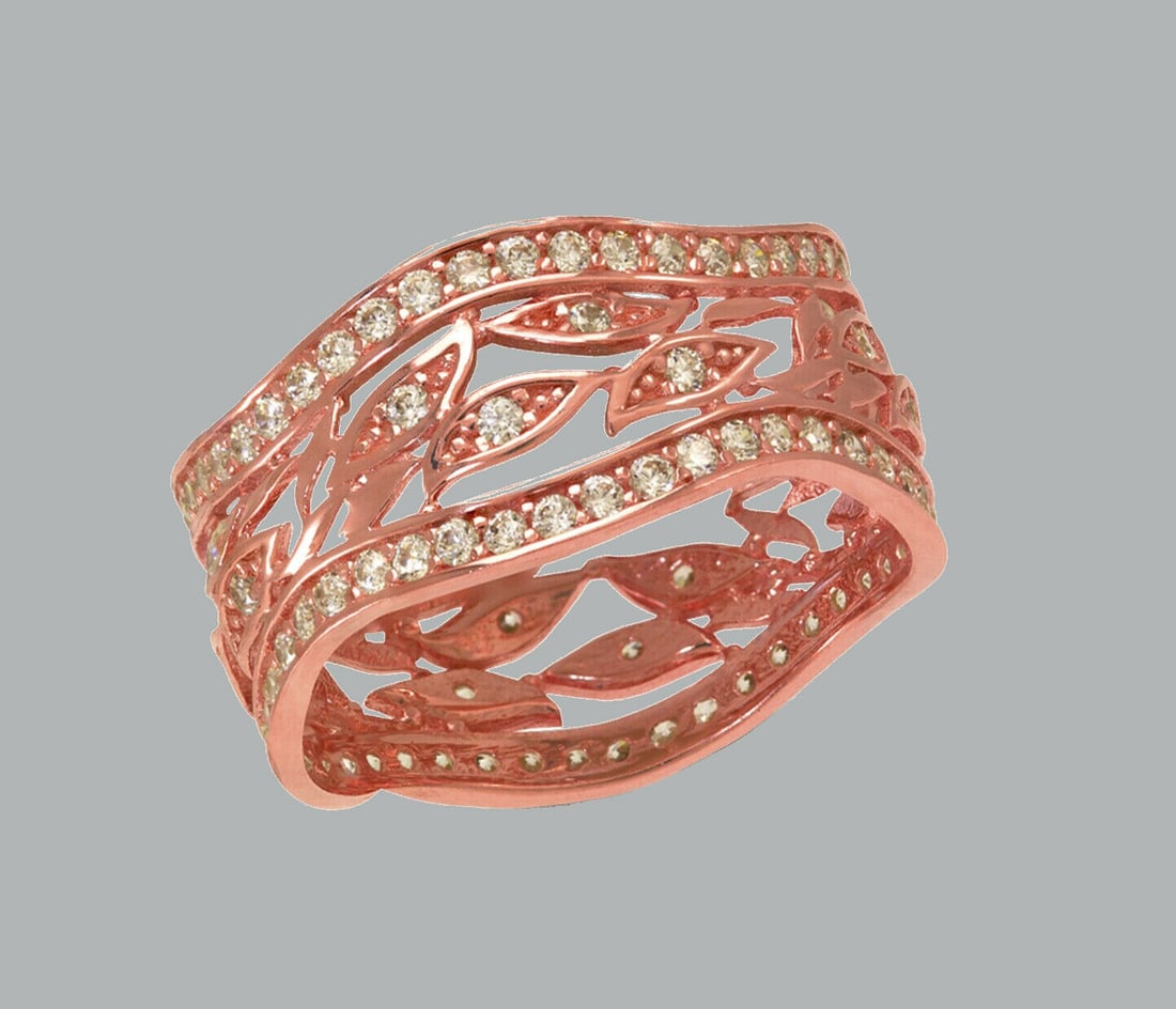 14K ROSE GOLD ETERNITY CZ BAND RING SIZE 8 (1 of 1)
