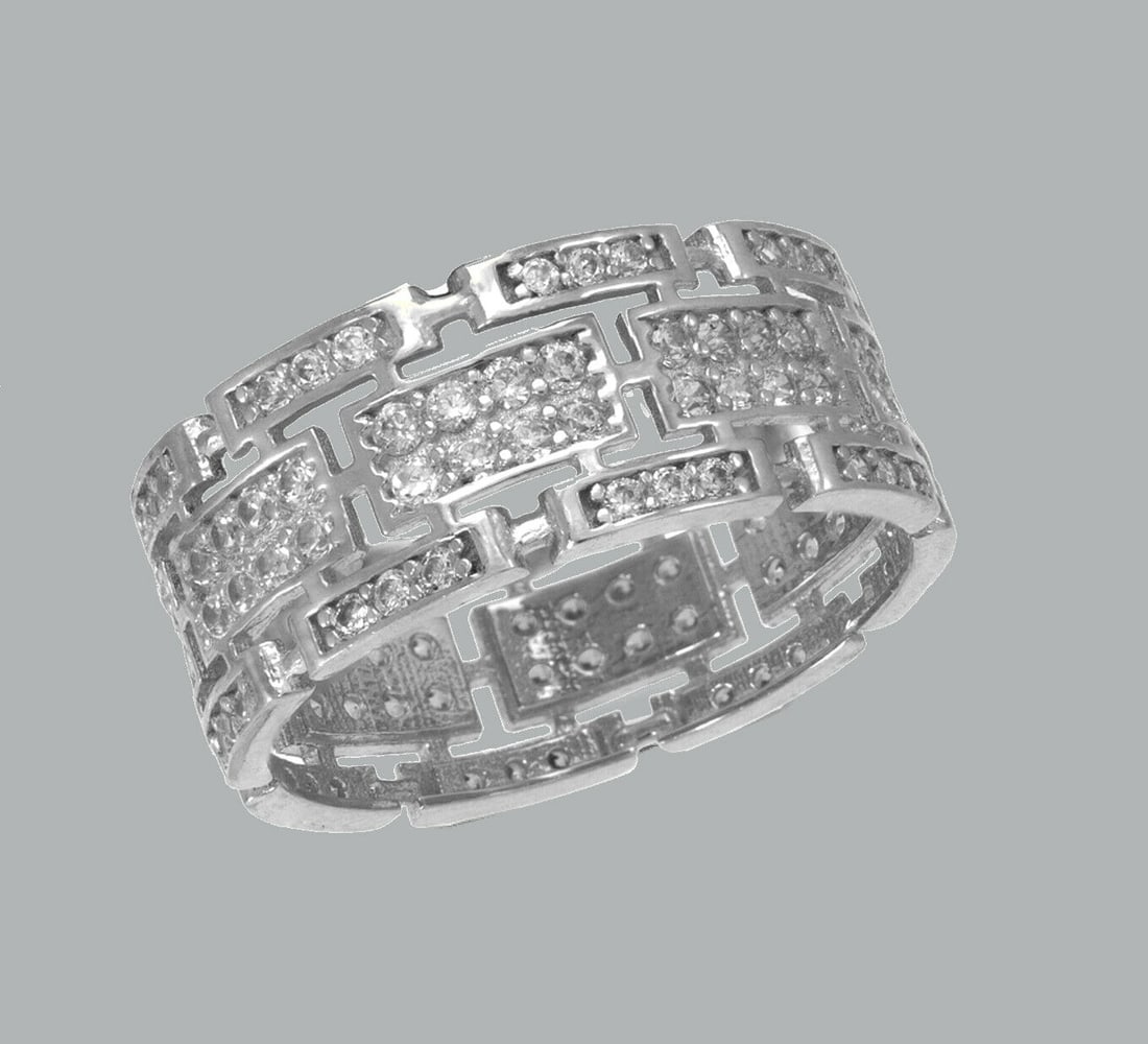14K WHITE GOLD ETERNITY CZ BAND RING SIZE 8 (1 of 1)