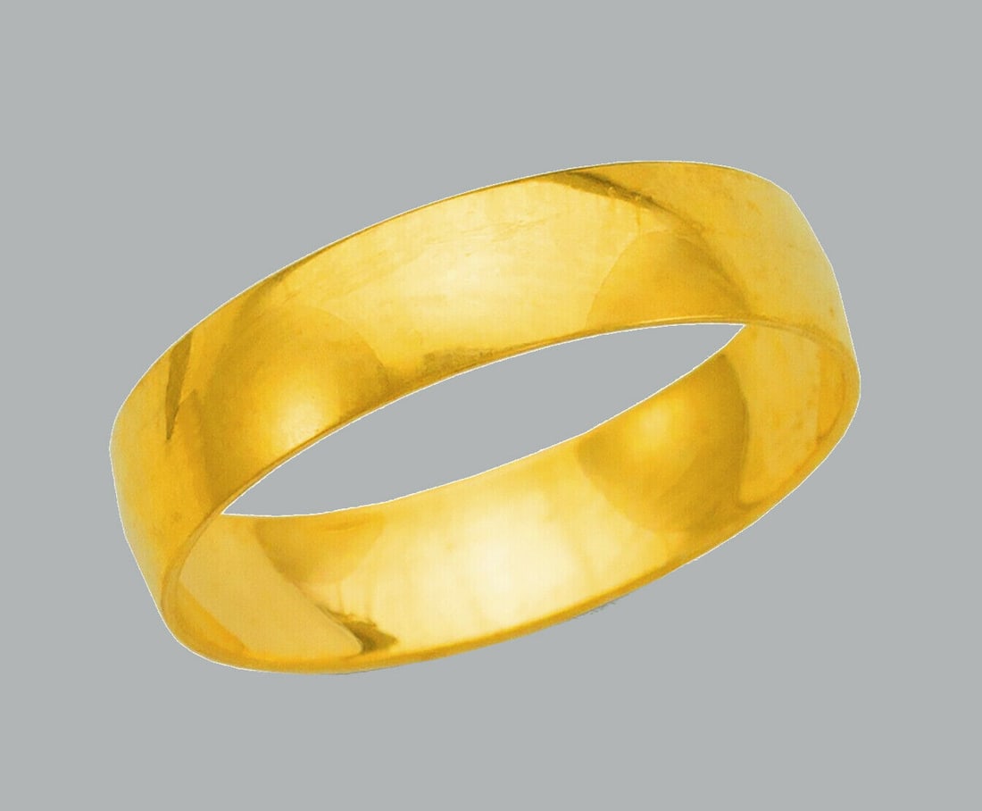 14K YELLOW GOLD WEDDING BAND RING FLAT FIT 5mm SIZE 11 (1 of 1)