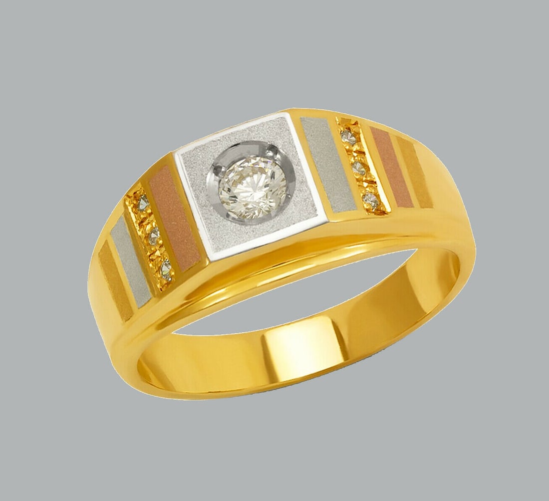 NEW 14K TRI COLOR GOLD LADIES FANCY CZ RING (1 of 1)