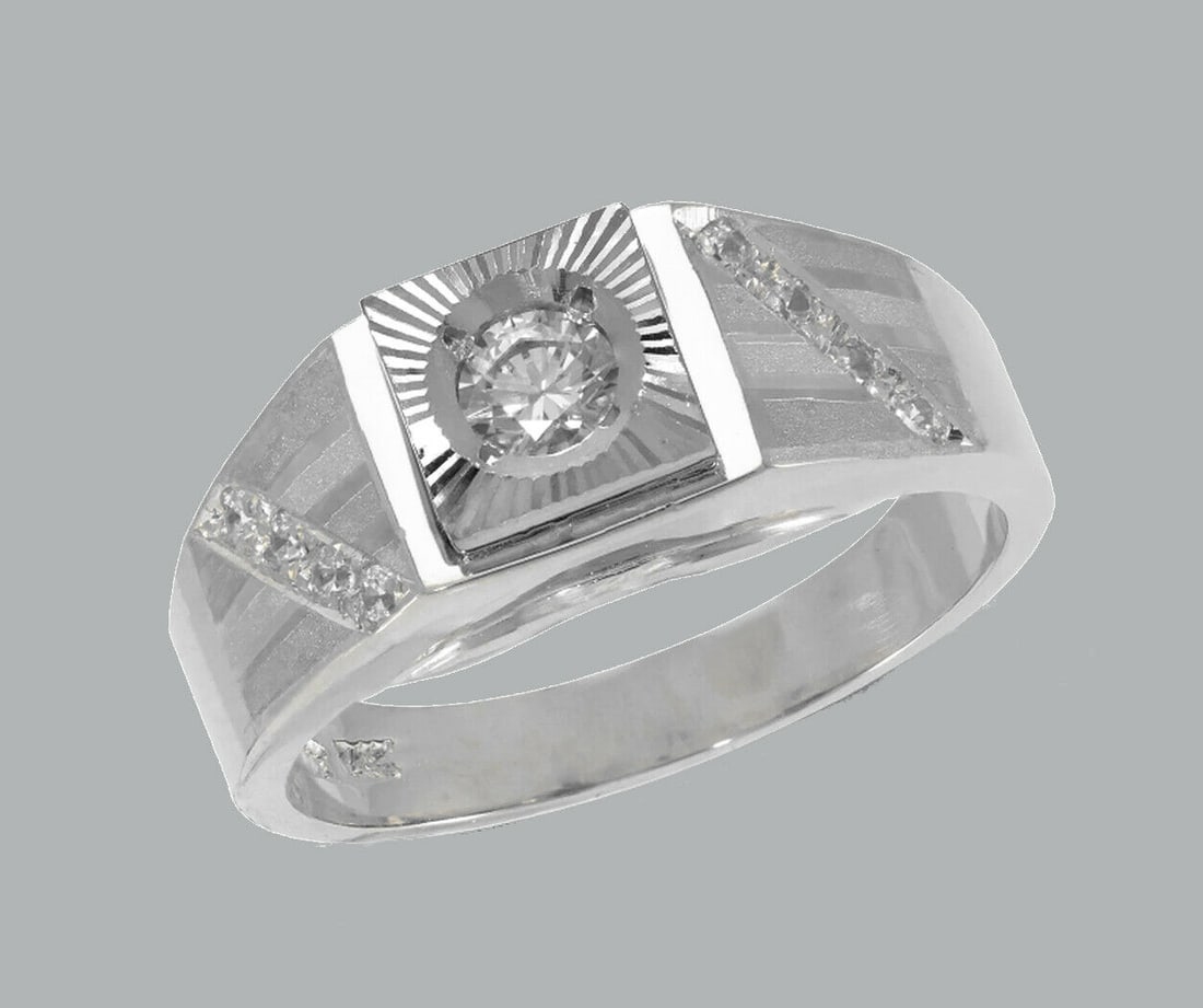 NEW 14K WHITE GOLD LADIES FANCY CZ RING BAND (1 of 1)