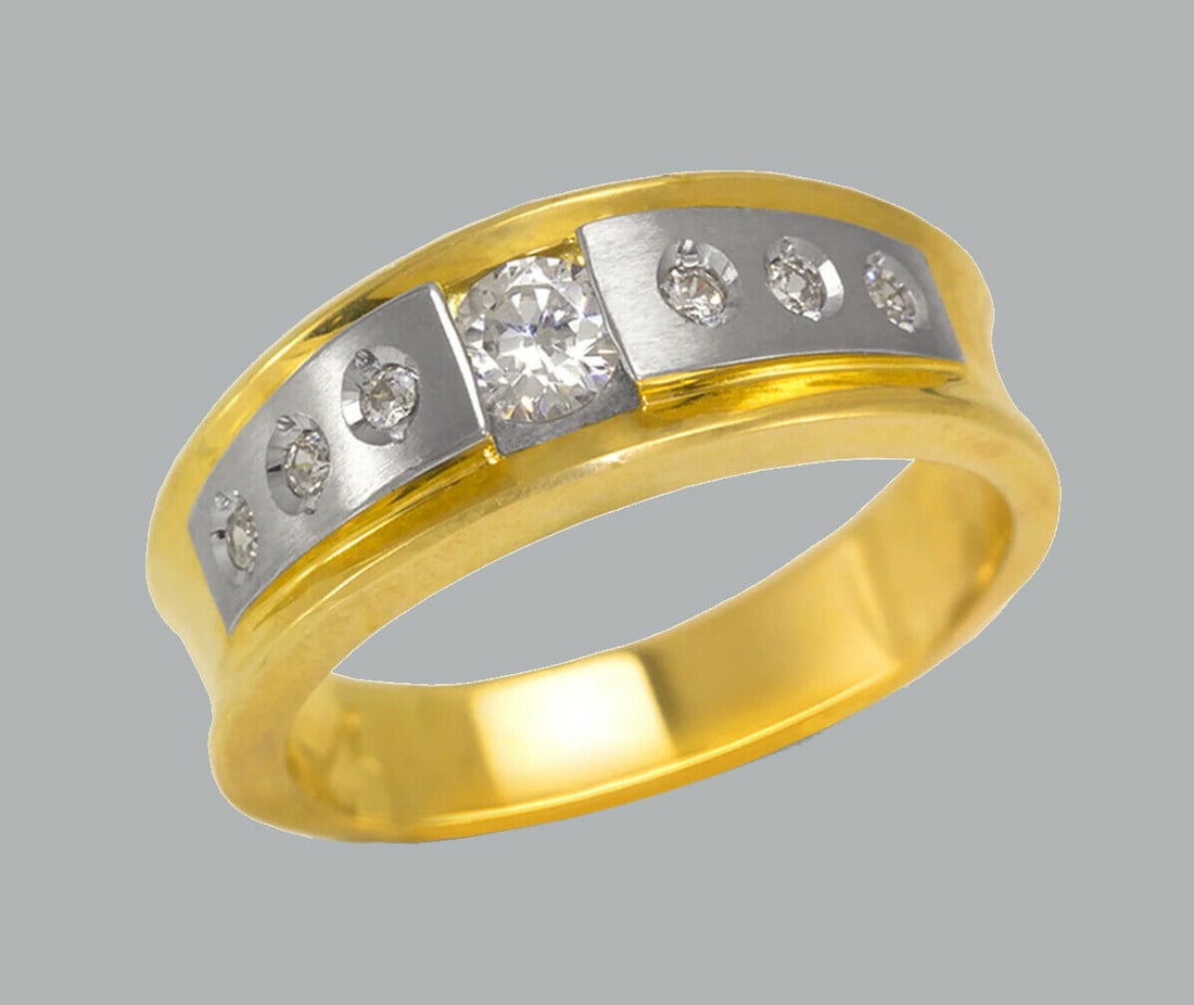 NEW 14K TWO TONE GOLD LADIES FANCY CZ RING BAND (1 of 1)