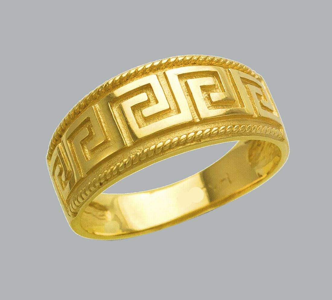 NEW 14K YELLOW GOLD LADIES RING BAND GREEK KEY (1 of 1)