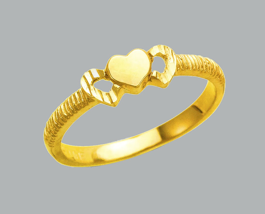 NEW 14K YELLOW GOLD LADIES RING HEART RING (1 of 1)