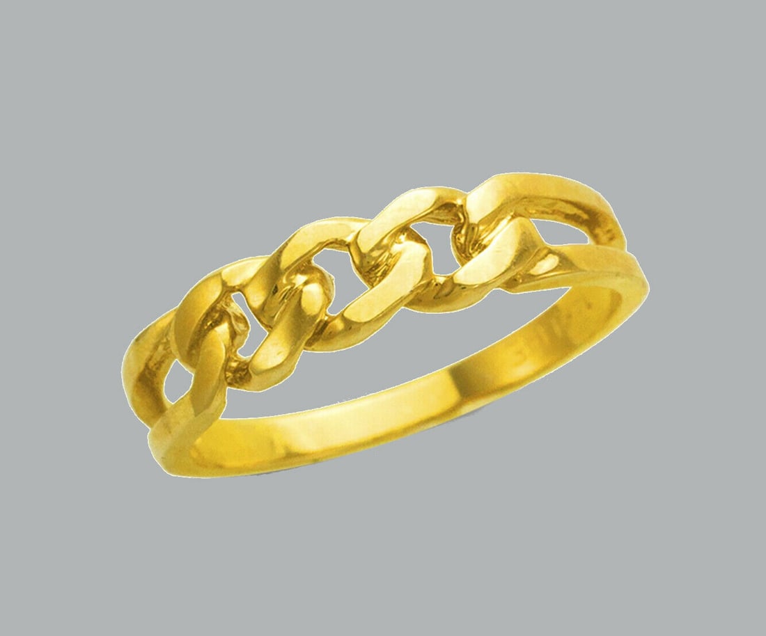 NEW 14K YELLOW GOLD LADIES RING CURB LINK BAND (1 of 1)