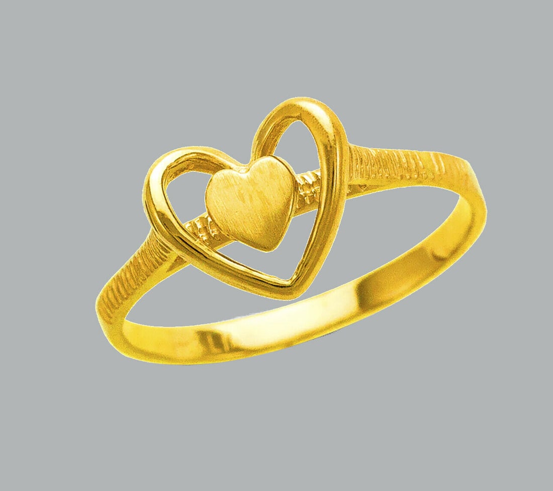 NEW 14K YELLOW GOLD LADIES RING HEART RING (1 of 1)