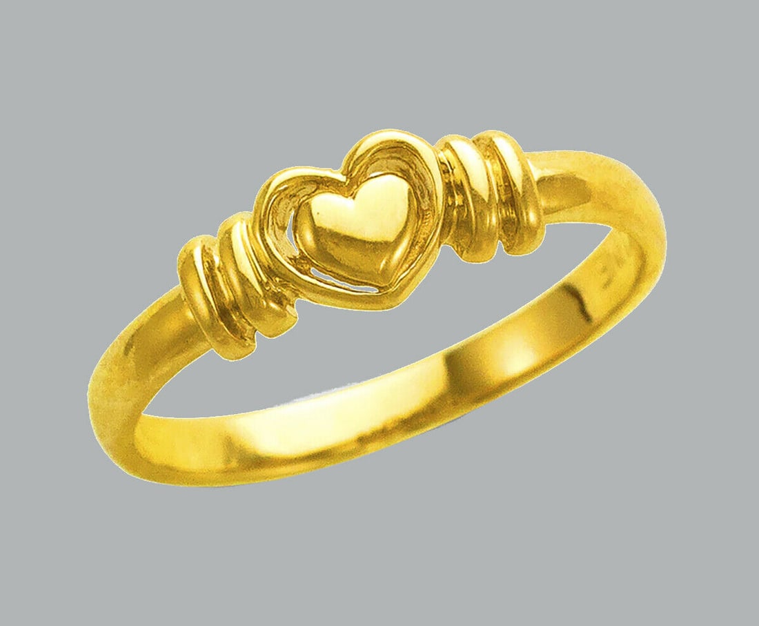 NEW 14K YELLOW GOLD LADIES RING HEART (1 of 1)