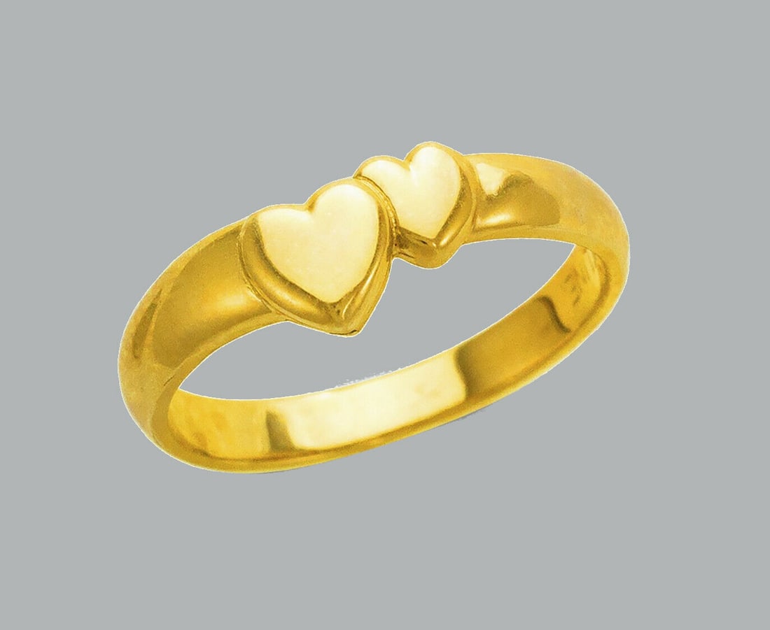 NEW 14K YELLOW GOLD LADIES RING HEART BAND (1 of 1)
