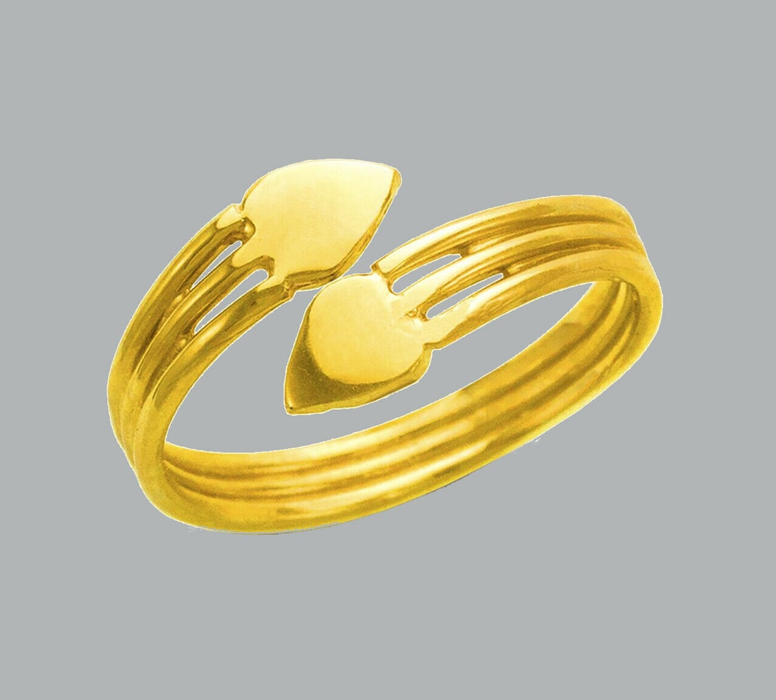 NEW 14K YELLOW GOLD LADIES RING HEART CROSSOVER (1 of 1)