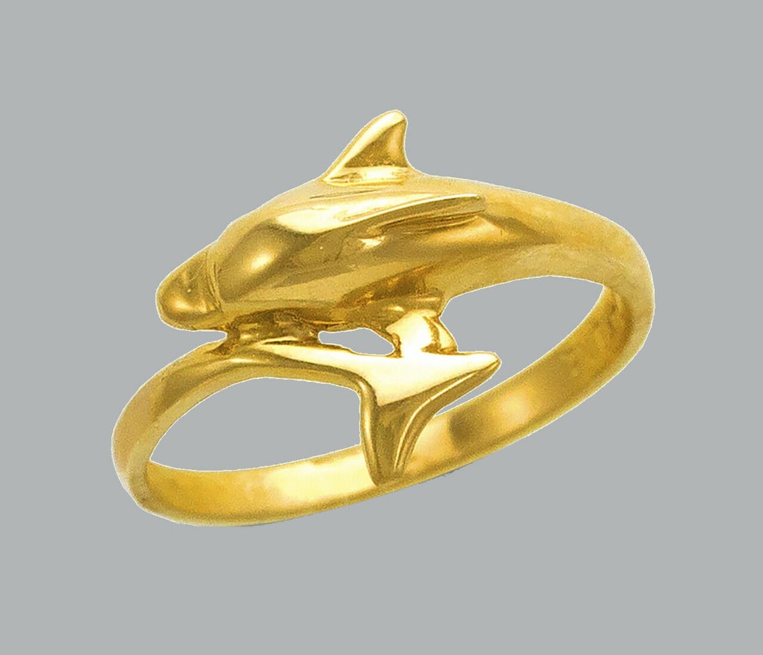 NEW 14K YELLOW GOLD LADIES RING DOLPHIN (1 of 1)